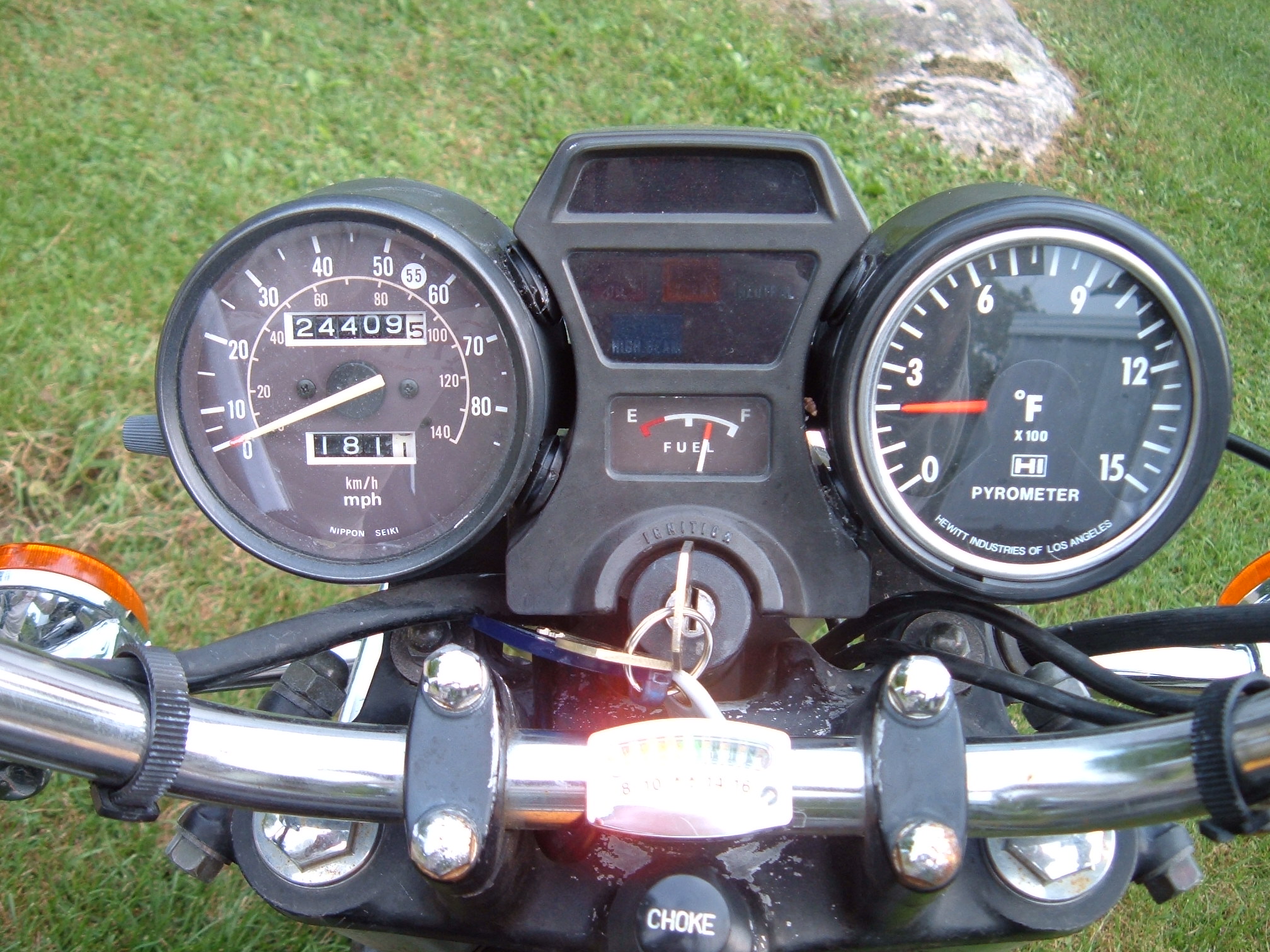 Speedometer, pyrometer, fuel gage cluster